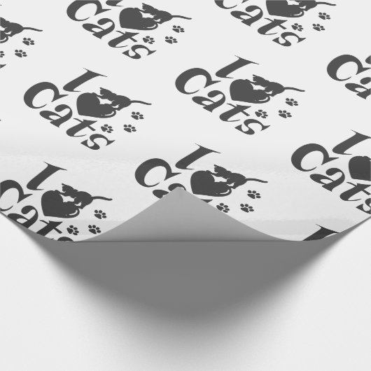 I Liebe Katzen - Hintergrundfarbe auswählen Geschenkpapier (Ecke)