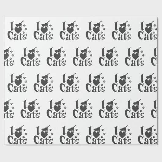 I Liebe Katzen - Hintergrundfarbe auswählen Geschenkpapier (Flach)
