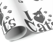 I Liebe Katzen - Hintergrundfarbe auswählen Geschenkpapier (Rolleneckpunkt)