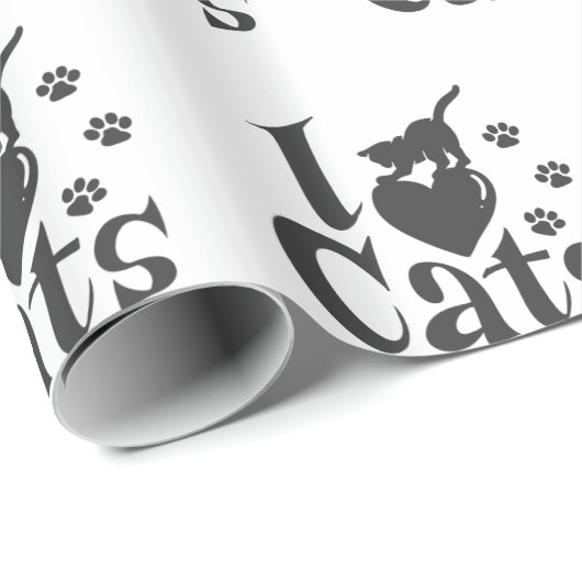 I Liebe Katzen - Hintergrundfarbe auswählen Geschenkpapier (Rolleneckpunkt)