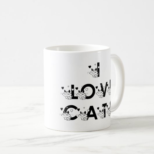I Liebe-Katzen-Kaffee-Tasse Kaffeetasse (VorderseiteRechts)
