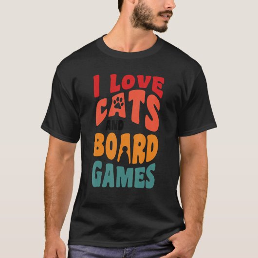 I Liebe Katzen Katzen Brettspiele 4 T-Shirt (Vorderseite)