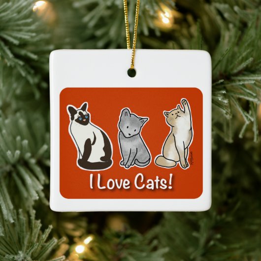 I Liebe Katzen Keramikornament (Baum)