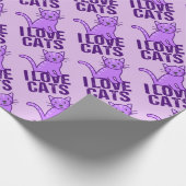 I Liebe Katzen Lila Geschenkpapier (Ecke)