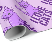 I Liebe Katzen Lila Geschenkpapier (Rolleneckpunkt)