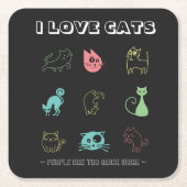 I Liebe Katzen - Menschen sind zu viel Arbeit (V5) Rechteckiger Pappuntersetzer (Vorderseite)