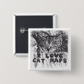 I Liebe Katzen Nickerchen, Katze schlafen Button (Vorne & Hinten)