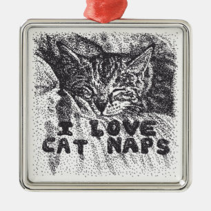 I Liebe Katzen Nickerchen, Katze schlafen Ornament Aus Metall