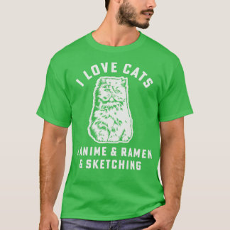 I Liebe Katzen Ramen Sketching Cat Mama Girl T-Shirt