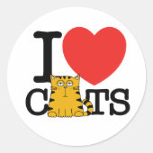 I Liebe Katzen Runder Aufkleber (Vorderseite)