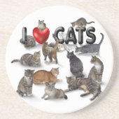 I Liebe Katzen Sandstein Untersetzer (Vorne)