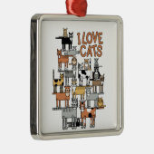 I LIEBE-KATZEN SILBERNES ORNAMENT (Rechts)