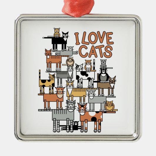I LIEBE-KATZEN SILBERNES ORNAMENT (Vorne)