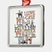 I LIEBE-KATZEN SILBERNES ORNAMENT (Links)