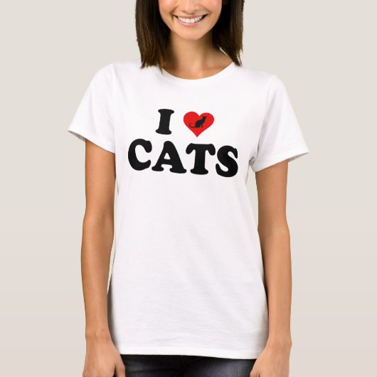 I Liebe Katzen T-Shirt (Vorderseite)