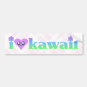 I Liebe Kawaii Kariert Autoaufkleber