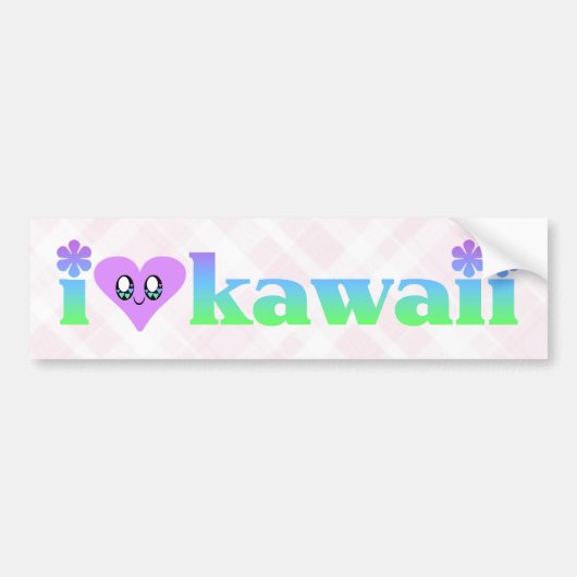 I Liebe Kawaii Kariert Autoaufkleber (Vorne)
