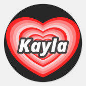 I Liebe Kayla Runder Aufkleber (Vorderseite)