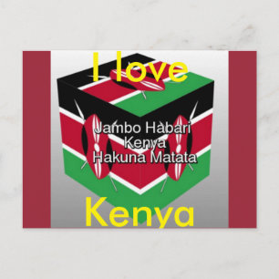 I Liebe Kenia National Flag 3D Postkarte