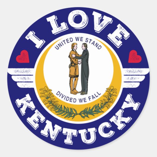 I Liebe Kentucky Staatsflagge Einheitsstand Runder Aufkleber (Vorderseite)