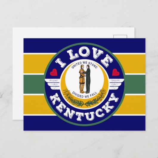I Liebe Kentucky State Flag Retro Streifenmuster Postkarte (Vorne/Hinten)