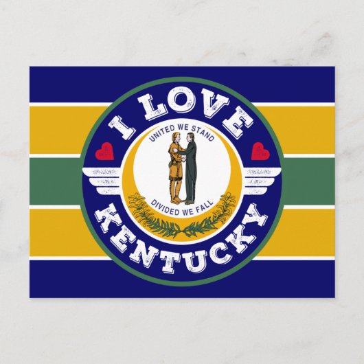 I Liebe Kentucky State Flag Retro Streifenmuster Postkarte (Vorderseite)