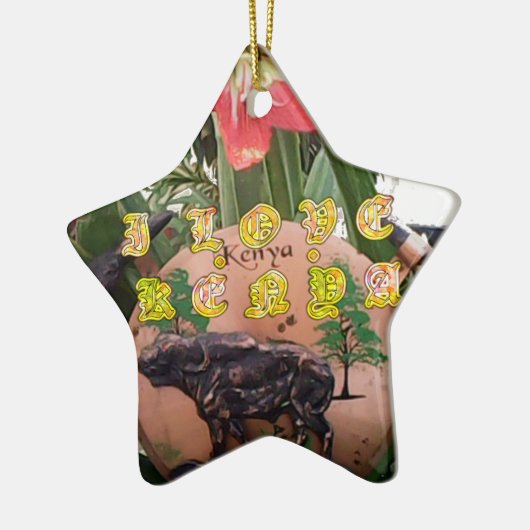 I Liebe kenya Hakuna Matata Geschenke Keramikornament (Links)