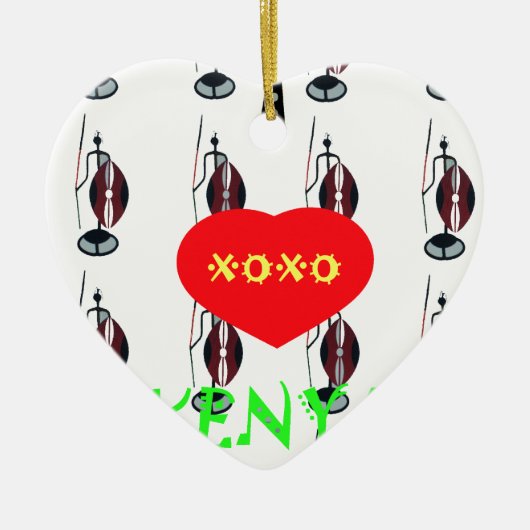 I Liebe Kenya Maasai Art Print Keramik Ornament (Vorne)