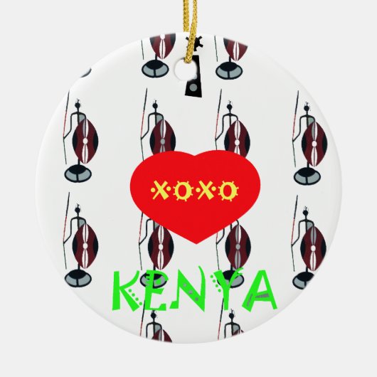 I Liebe Kenya Maasai Art Print Keramik Ornament (Vorne)