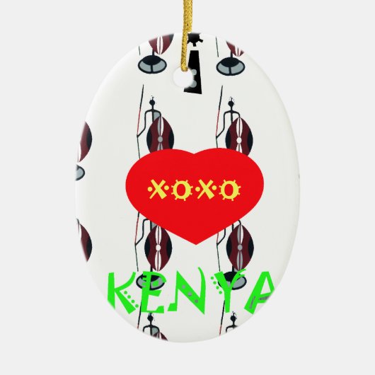 I Liebe Kenya Maasai Art Print Keramikornament (Vorne)