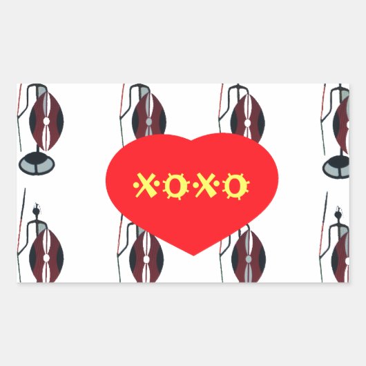 I Liebe Kenya Maasai Art Print Rechteckiger Aufkleber (Vorderseite)