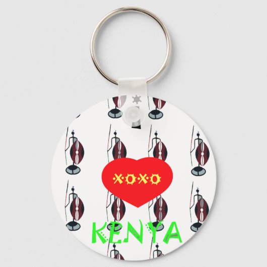 I Liebe Kenya Maasai Art Print Schlüsselanhänger (Vorderseite)