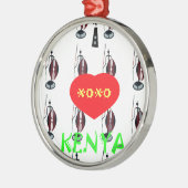 I Liebe Kenya Maasai Art Print Silbernes Ornament (Links)