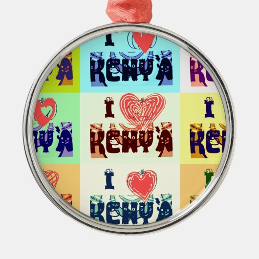 I Liebe Kenya.png Silbernes Ornament (Vorne)