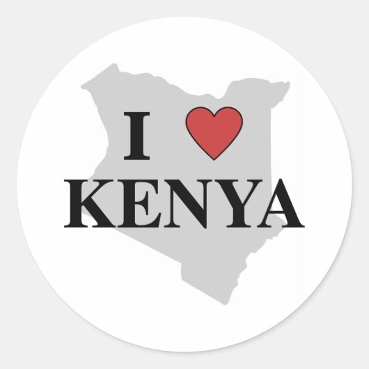 I Liebe Kenya Runder Aufkleber (Vorderseite)