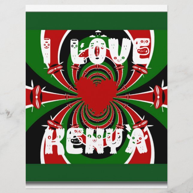 I Liebe Kenya: Schöne, schöne Farbe der Nationalfl (Vorderseite)