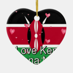 I Liebe Kenya und "Hakuna Matata" Kunstdrucken Keramik Ornament