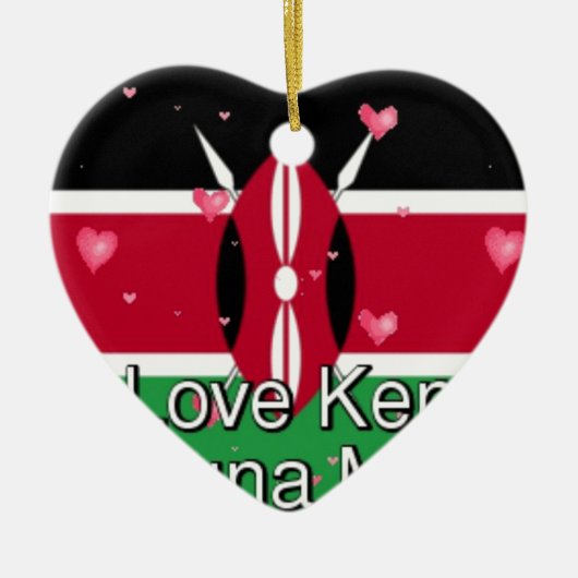 I Liebe Kenya und "Hakuna Matata" Kunstdrucken Keramik Ornament (Vorne)
