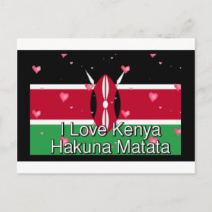 I Liebe Kenya und "Hakuna Matata" Kunstdrucken Postkarte