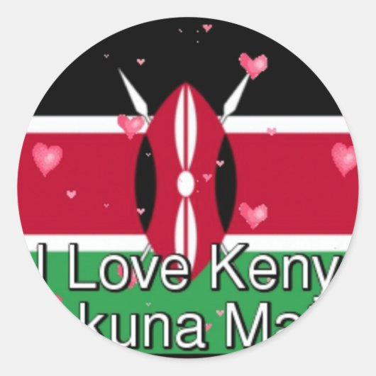 I Liebe Kenya und "Hakuna Matata" Kunstdrucken Runder Aufkleber (Vorderseite)