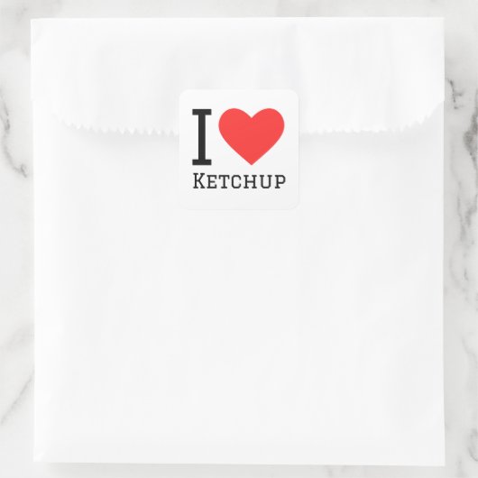 I Liebe Ketschup Quadratischer Aufkleber (Tasche)