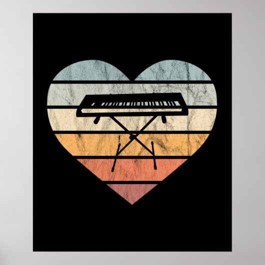 I Liebe Keyboard and Synthie Retro Heart Poster (Vorne)