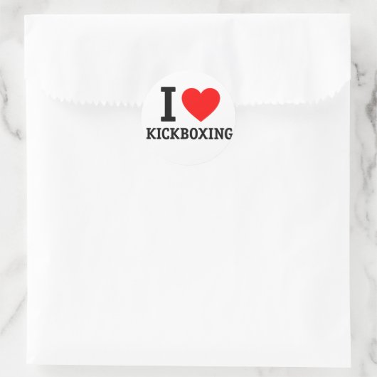 I Liebe Kickboxing Runder Aufkleber (Tasche)