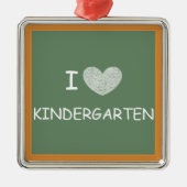 I Liebe-Kindergarten Silbernes Ornament (Vorne)