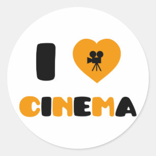 I Liebe-Kino Runder Aufkleber
