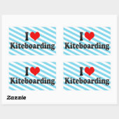 I Liebe Kiteboarding Rechteckiger Aufkleber (Blatt)