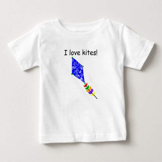 I Liebe Kites Blue Kite White Crescent Moons Baby T-shirt (Vorderseite)