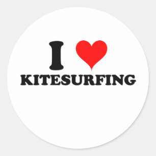 I Liebe Kitesurfing Runder Aufkleber
