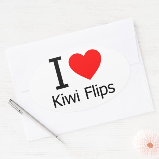I Liebe Kiwi Drehe Ovaler Aufkleber (Umschlag)