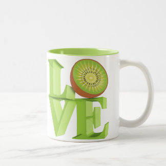 I LIEBE KIWI (Kiwi Fruits/Kiwi Berry) Zweifarbige Tasse